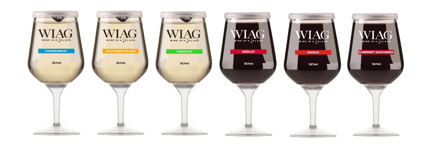Singleserve Australian wines in reusable and recyclable plastic cups